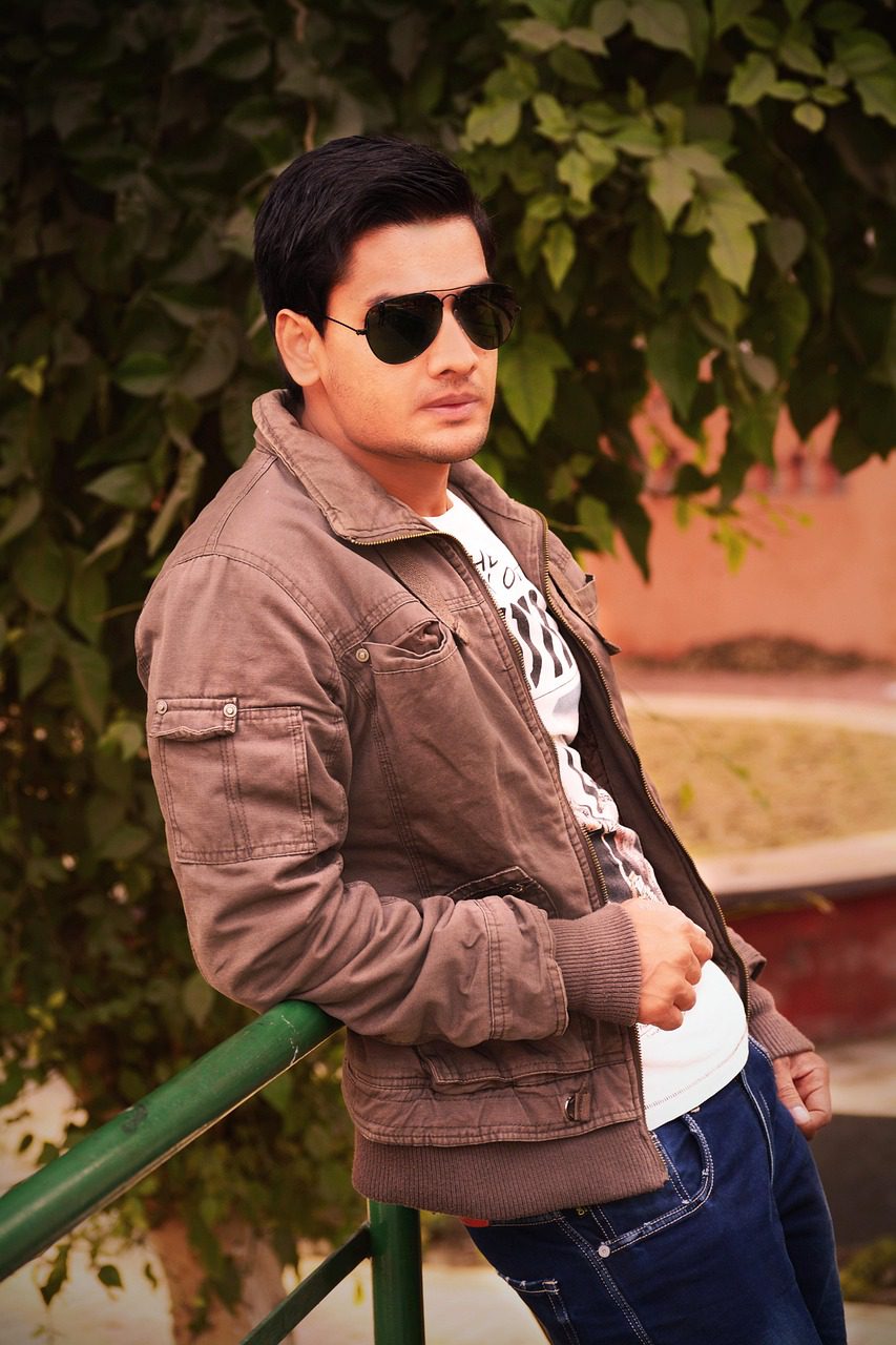 jacket, clothing, fashion, jeans, man, model, indian, portrait